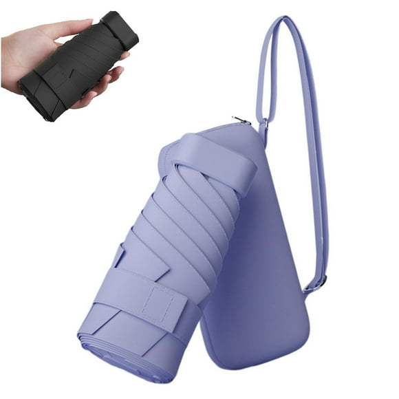 Parapluie Mini de Voyage pour Sac à Main avec Étui Petit Parapluie Compact Soleil Léger Portable Minuscule Parapluie de Poche avec Étui Parapluie Parasol pour Femmes Fille Imperméable Imperméable pour Femmes Violet
