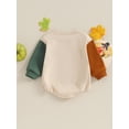 thumbnail image 4 of Caoirhny Baby Romper, Long Sleeve Crew Neck Letters Print Contrast Color Fall Bodysuit Thanksgiving Clothes for Girls Boys, 4 of 9