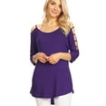 thumbnail image 6 of Made by Johnny Women's 3/4 Sleeve Hollowed Out Shoulder Top XXL DARK_PURPLE, 6 of 6