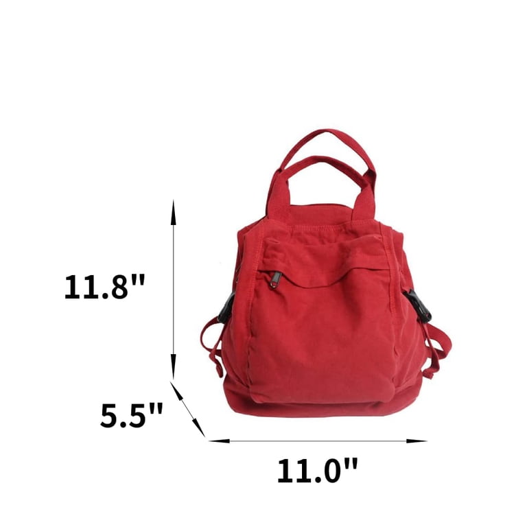 Boho Canvas Backpack Vintage Daypack Grunge Aesthetic Y2K Retro Casual Travel Omlopp Small Boho Canvas Backpack for Women Vintage Style  main image 4