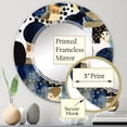 thumbnail image 3 of Designart "Sapphire and Gold Fusion Motifs XVII" Minimalism Round Wall Mirror - Modern Oval Printed Decorative Oversized Mirror - Multiple Color Options, 3 of 4