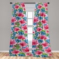 thumbnail image 2 of Exotic Themed Window Curtains, Chill Vibes Hibiscus and Berry Pattern with Leaves Greenery Boho, Lightweight Decor 2-Panel Set with Rod Pocket, Pair of - 28"x84", Hot Pink Lavender Blue, by Ambesonne, 2 of 3