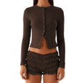 thumbnail image 2 of Blusas de Larga para Mujer, Cárdigan Ligero de Otoño, Camisetas para Salir, Blusas Acanaladas con Botones, Lindas y A Café XXL, 2 of 10