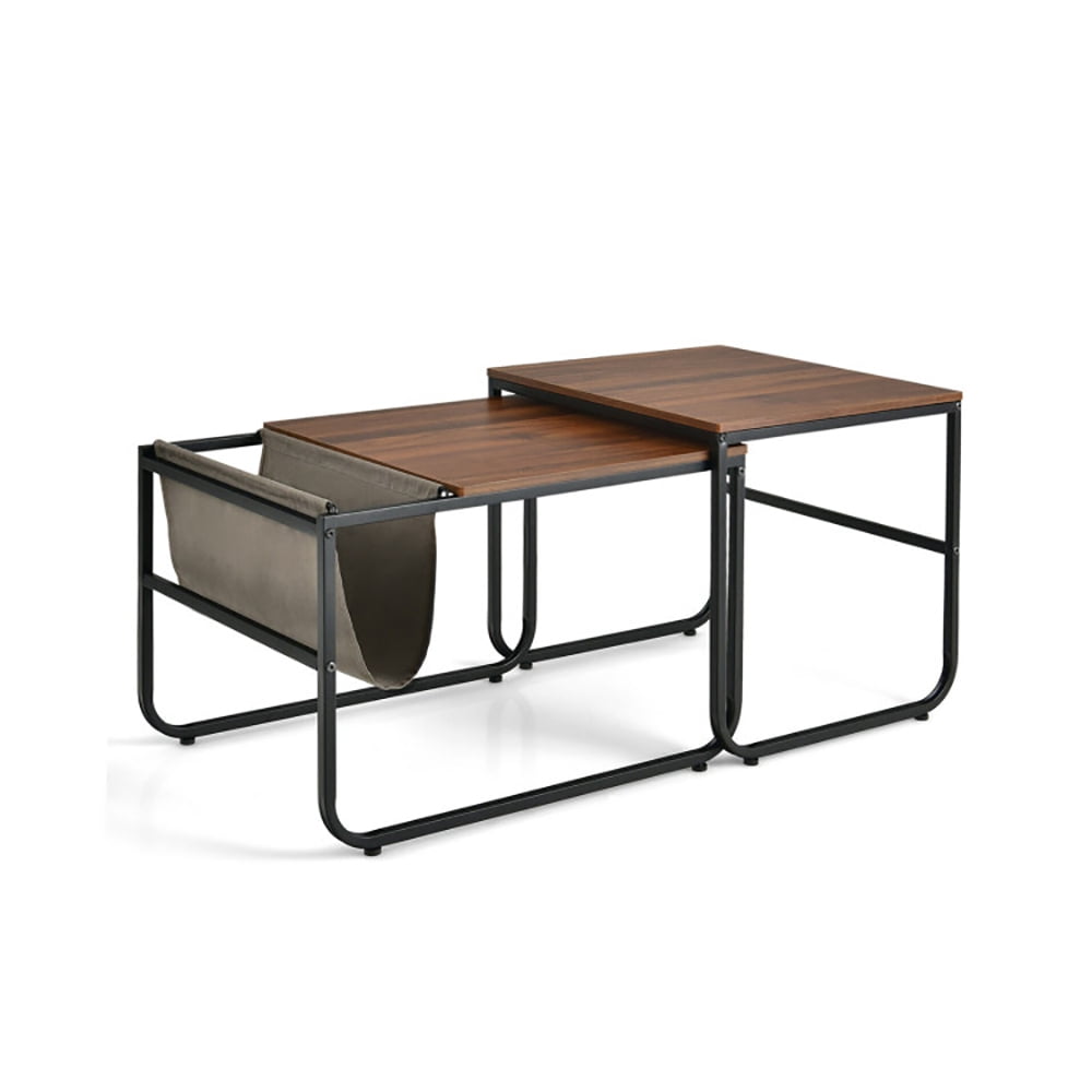 Finihen Rectangular Nesting Coffee Table, Nesting Side Set, Set of 2 Nesting Coffee Tables with Side Pocket, for Living Room, Bedroom, Reception Room, Rustic Brown Finihen Rectangular Nesting Coffee Table, Nesting Side Set, Set of 2 Nesting Coffee Tables with Side Pocket, for Living Room, Bedroom, Reception Room, Rustic Brown