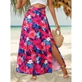 thumbnail image 4 of Hibeli Women Hawaiian Floral Print Maxi Skirt High Elastic Waisted Split Thigh Long Skirt with Pockets, 4 of 8