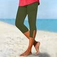 thumbnail image 2 of THDHVS Leggings for Women,High Waist Slim Fitting Cropped Pants Solid Color Elastic Waist Summer Base Pants,Shorts for Women Green S, 2 of 9