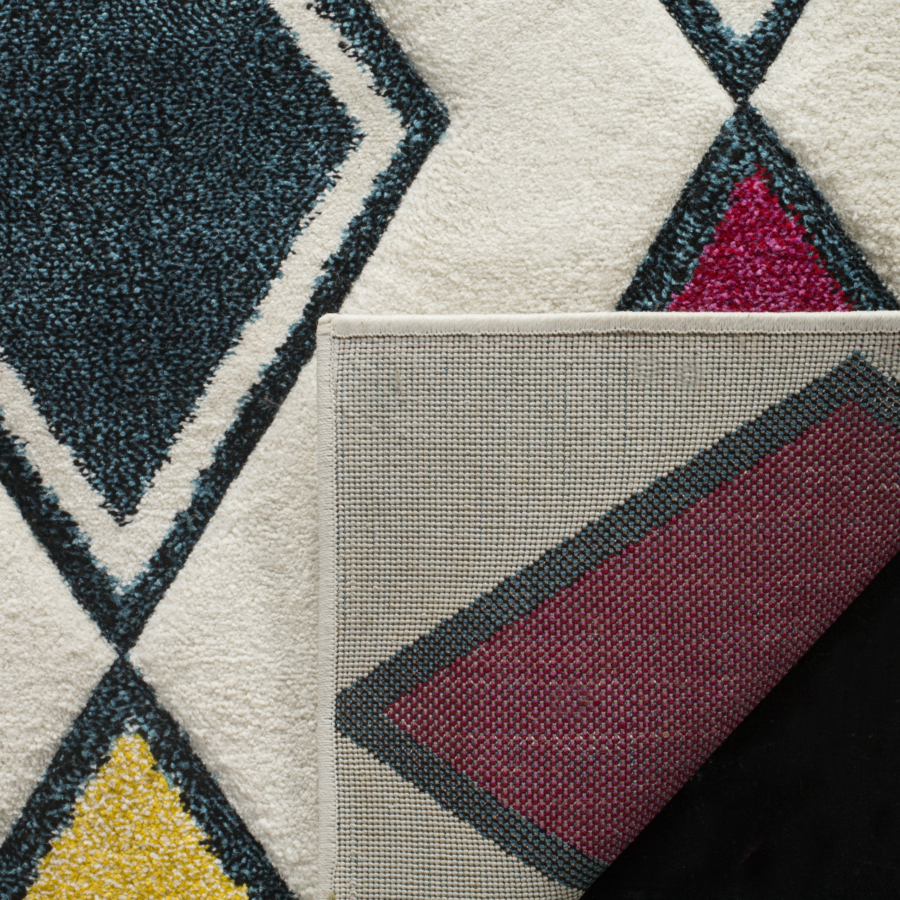 Safavieh Hollywood Ronni Geometric Runner Rug, Ivory/Peacock Blue, 2'3" x 10'
