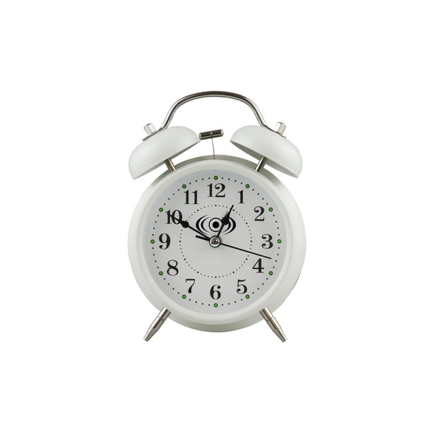 Reloj Despertador Campana Retro Analógico Estilo Vintage Alarma Decorativo Retro Retroiluminación (Blanco)