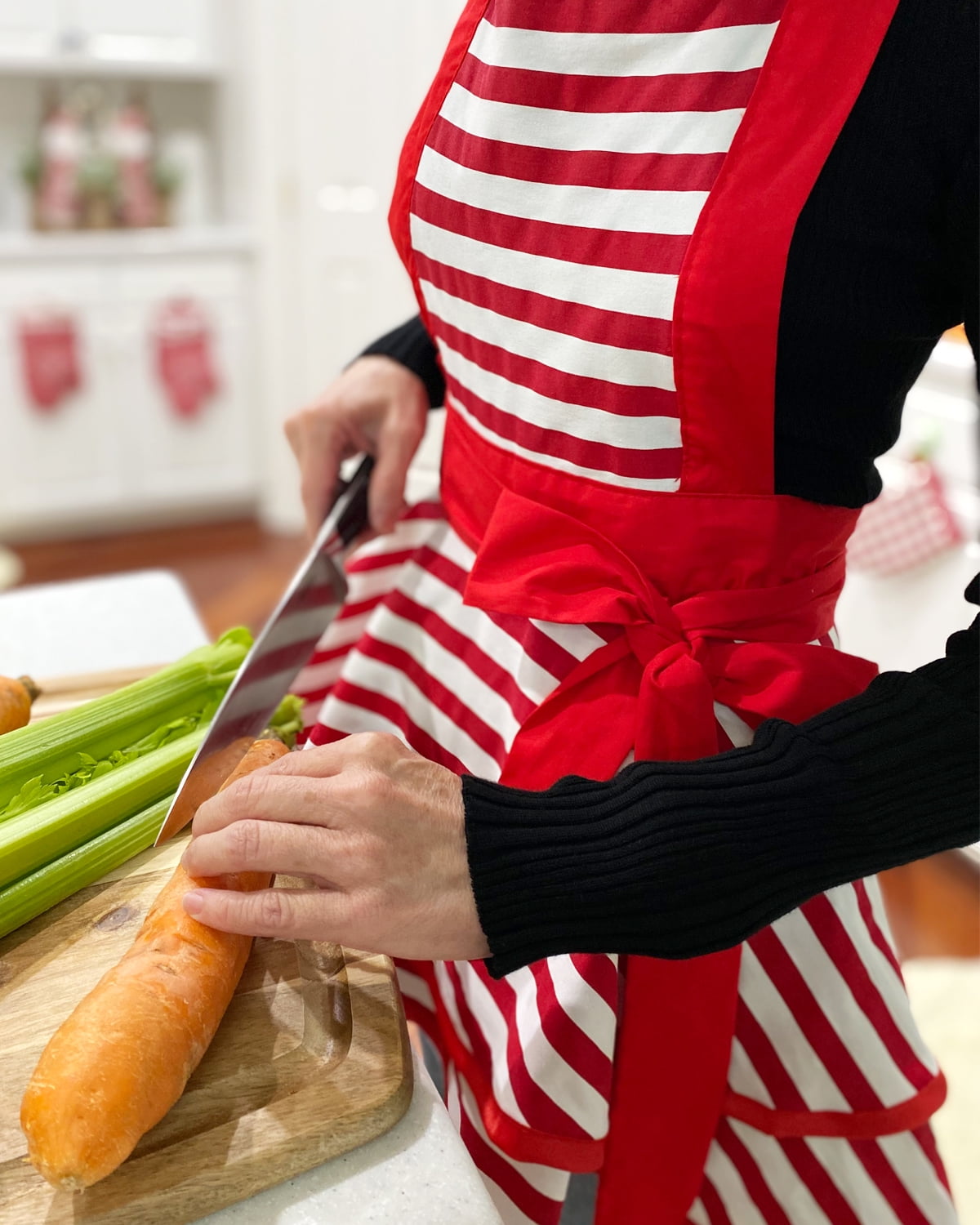 Wrapables Classic Vintage Apron, Sexy Cooking Apron, Red Stripe