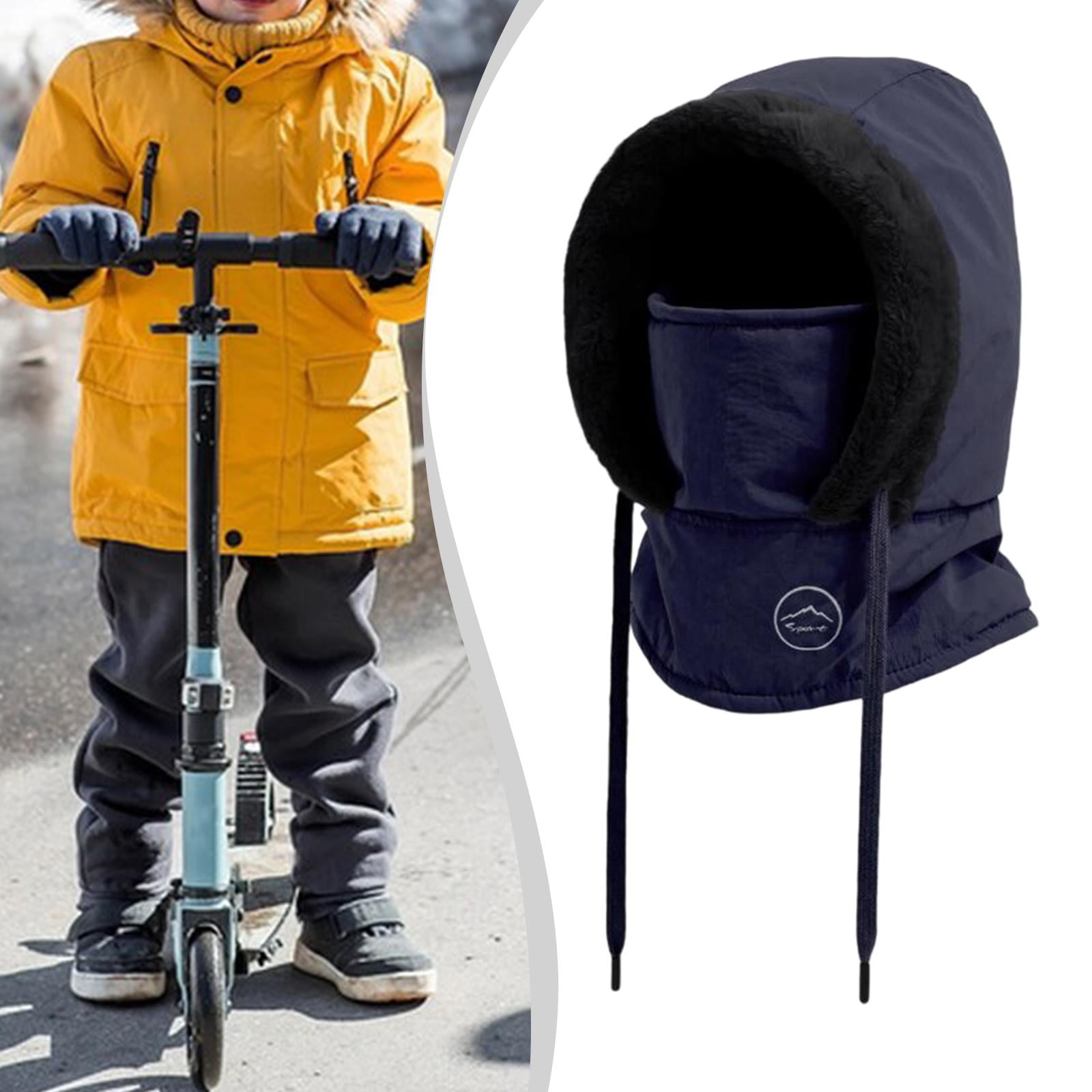 Hood Ski Mask Cycling Neck Warmer Face Cover Thickened Polyester Material for Kids Winter Outdoor Sports