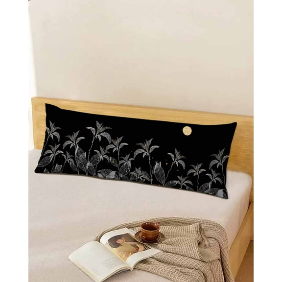 Nature Boho Throw Pillow Cover, Leaves Moon Night Sky Rectangle Decorative Pillow Case Protector Soft Cushion Cover Lumbar Pillowcase for Couch Sofa Bedroom Car Chair Decor 20x54 Inch