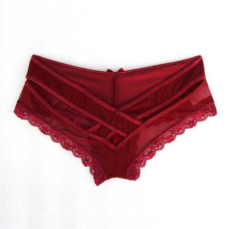 GHSOHS Womens Underwear Thongs No Show Underwear for Women Cotton Women s Thong Women s Lace Plus Size Lace High Waist Thong Panties Cotton Crotch Seamless Underpants Red Panty High Waisted Unde M