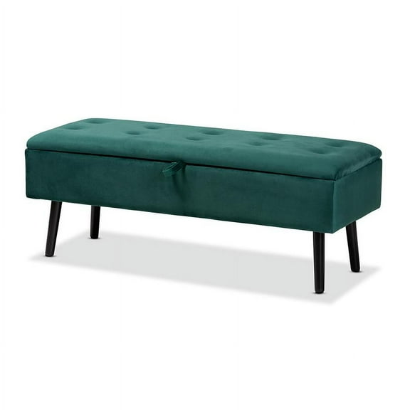 Baxton Studio Caine Green and Dark Brown Finished Wood Storage Bench