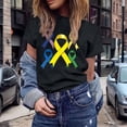 thumbnail image 2 of UANWENN T-Shirts Décontractés pour Femmes avec Imprimé Ruban de Sensibilisation au Cancer, Manches Courtes, Col Rond, Style de Base pour le Quotidien, Chandails Athlétiques, Paquet Femmes, T-Shirts pour Femmes, Hauts de Couleur Unie pour Femmes, Court, 2 of 5