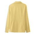 thumbnail image 4 of Ecqkame Womens Button Up Shirts Solid Color Long Sleeve Turn Down Collar Tops Casual Loose Formal Office Daily Blouse Yellow XL, 4 of 8