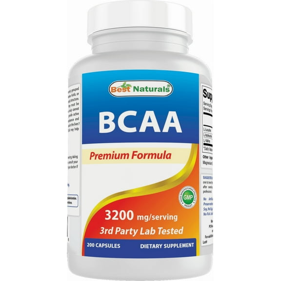 Best Naturals BCAA 3200 mg Capsules, 200 Count