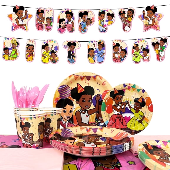 114Pcs Children Party Tableware Set - Children Party Plate Cups Napkins Tablecloth etc Children Birthday Party Supplies for Girls/Boys Kids, Serves 16