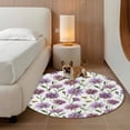 thumbnail image 2 of Purple Spring Floral Round Area Rug 4Ft Washable Circle Rugs for Bedroom Dining Room, Summer Botanical Bee Floral Daisy Non-Slip Carpet Floor Mats Indoor Outdoor Carpet Runner Aesthetic Home Decor, 2 of 8