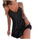 thumbnail image 2 of Camisón corto de seda helada para mujer, ropa de dormir con tirantes finos y espalda descubierta, de verano, transpirable, de seda helada, 2 of 3