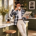 thumbnail image 3 of AZoiNM Men's Plaid Blazer Sport Coat, Black White Checkered Single Breasted Suit Jacket, Slim Fit Notch Lapel Casual Dress Jacket for Wedding Party Prom, 3 of 6