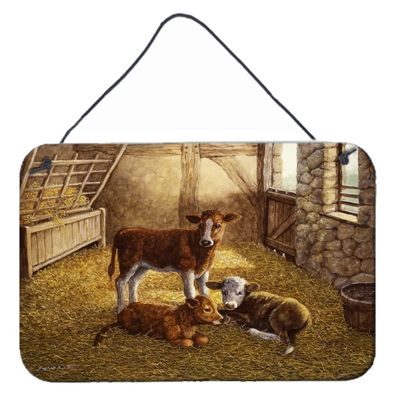 Carolines Treasures BDBA0179DS812 Cows Calves in the Barn Wall or Door Hanging Prints  8x12 multicolor