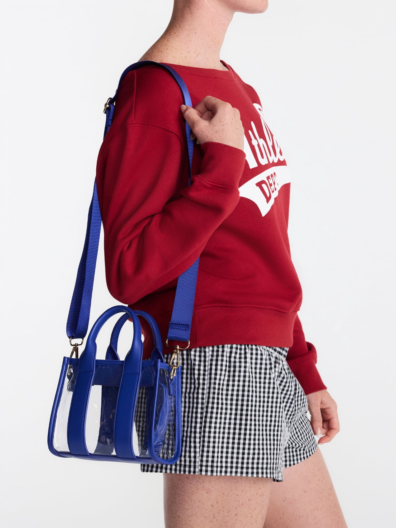 No Boundaries Women's Game Day Clear Boxy Mini Tote Bag, Cobalt