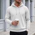 thumbnail image 4 of Ozmmyan Plus Size Mens Waffle Knit Hooded Long Sleeve Relaxed Fit Casual Pullover Hoodie Fall Winter, 4 of 8
