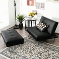 thumbnail image 3 of Gymax Accent Chair Set Convertible Single Sofa w/Ottoman Footrest Black, 3 of 10
