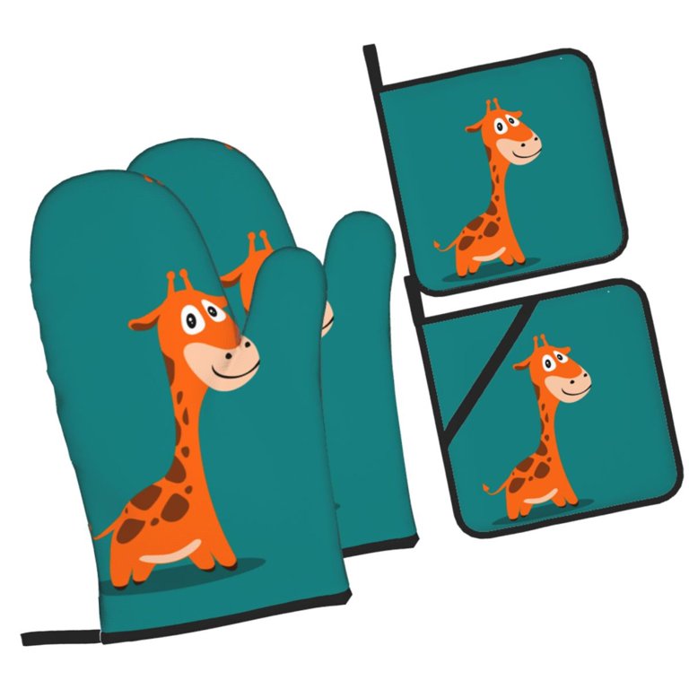 ZICANCN Oven Mitts and Pot Holders Sets,Cartoon Cute Giraffe