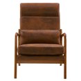 thumbnail image 3 of Modern Accent Chair with High Backrest and 1 Lumbar Pillow, Iron Frame Linen Material Armchair with Detachable Backrest and Seat, Upholstered Casual Chair with Solid Wood Arm, Burnt Orange, 3 of 7