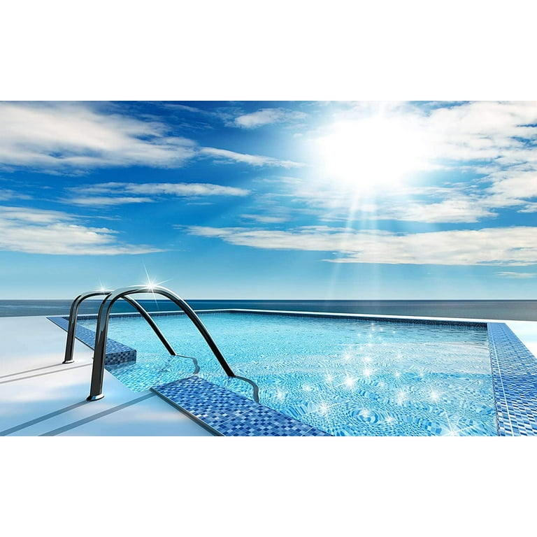 Solar Pool Cover, Blue 16-mil 16x32 Foot Rectangle Pool Heaters for Above- Ground and In-Ground Pools, Heavy-Duty Insulating Pool Heater Cover, Heat  Retaining Solar Blanket Cover for Swimmer 