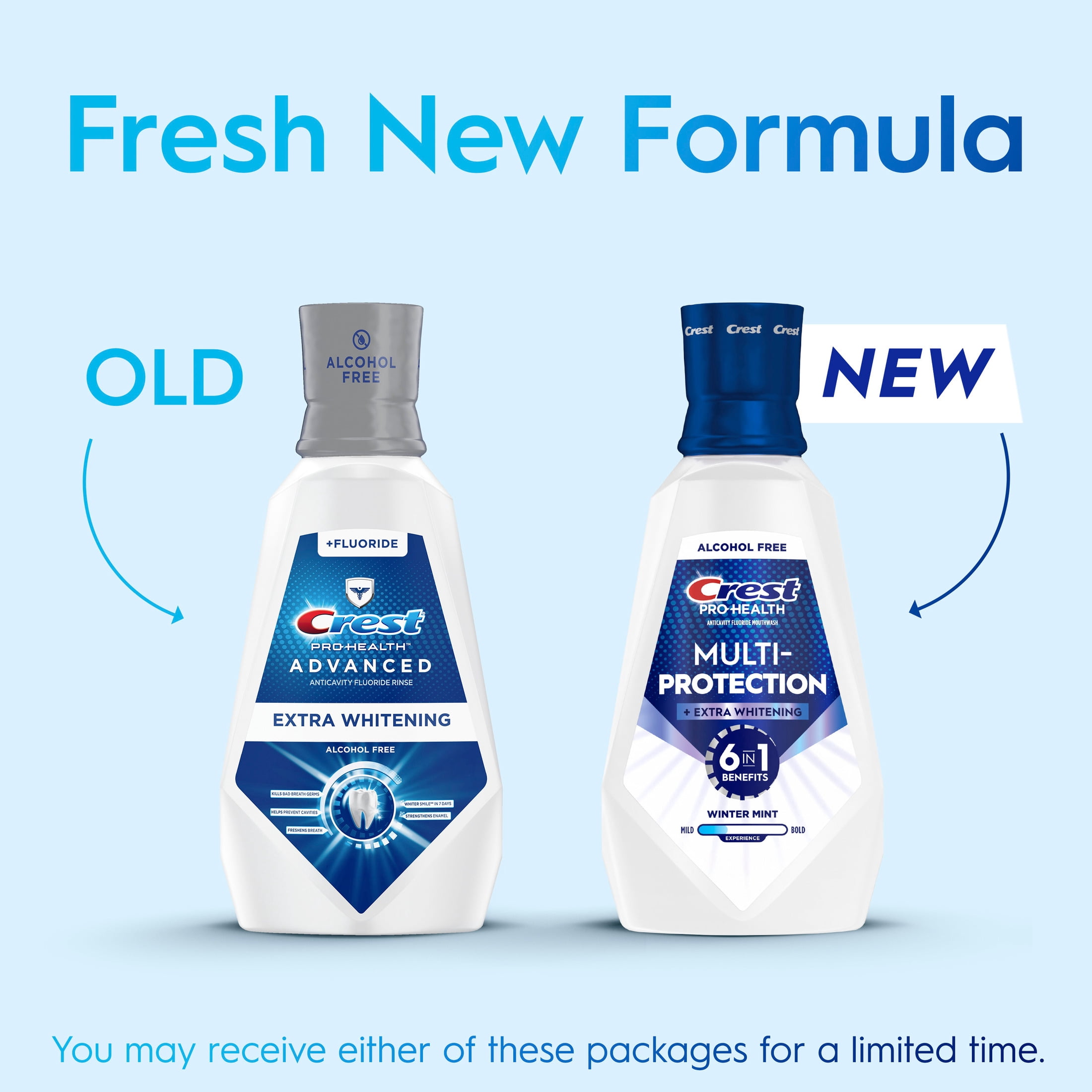 Crest Mouthwash, Pro‑Health Fluoride Mouthwash, Alcohol‑Free Mouth Rinse for Whitening, Winter Mint, 32 fl oz