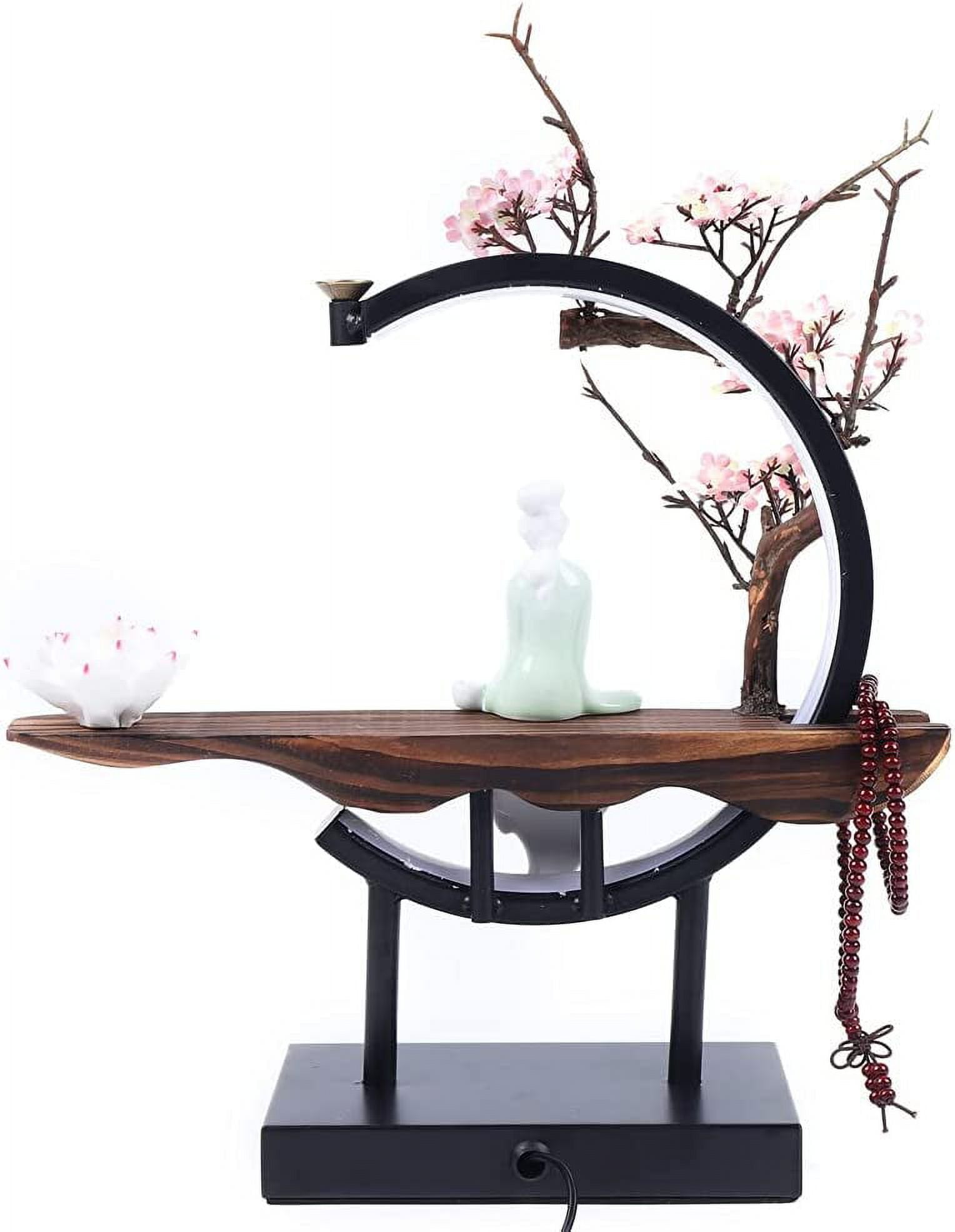 Desktop LED Backflow Incense Burner Backflow Incense Stick & Cone Burner Holder Ceramic Cone Incense Holder Ancient Style Backflow Incense Burner Ornament