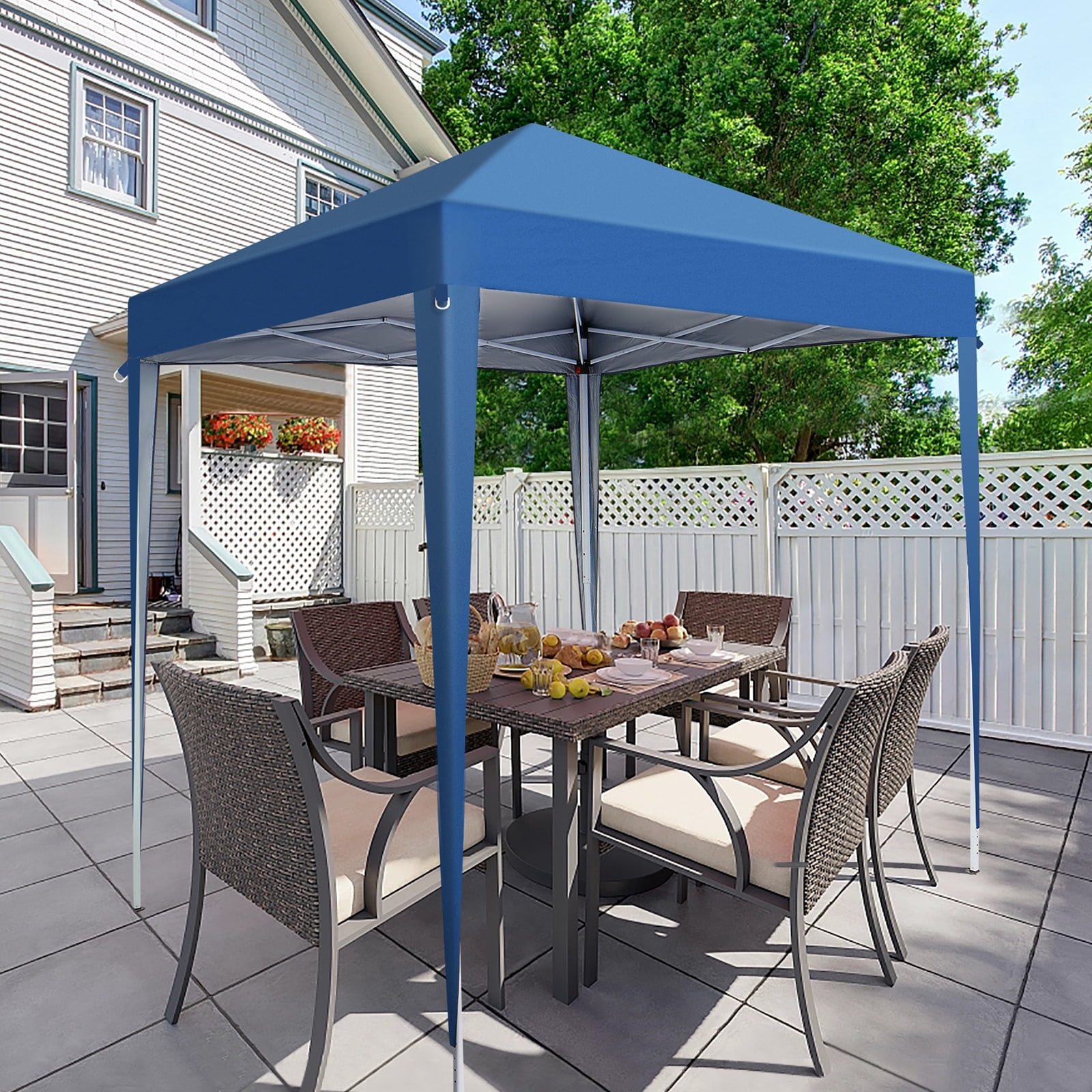 2x2m waterproof right-angle folding tent, outdoor pop-up awning with portable bag, suitable for camping, outdoor activities, stalls, commercial activities. Blue