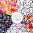 thumbnail image 1 of 1400pcs 5 Color Acrylic Alphabet Cube Beads Letter Beads With 1 Roll 50m Crystal String Cord For Jewelry Making6mm, 1 of 5