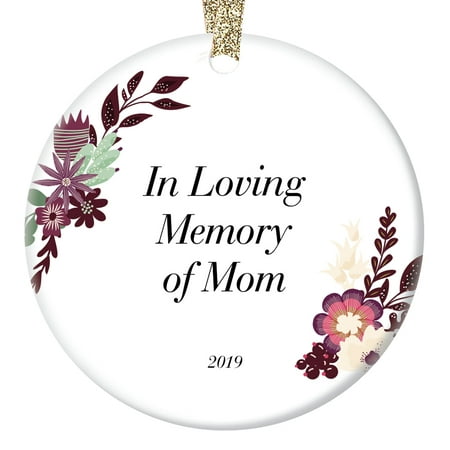 Mother Memorial 2019 Christmas Ornament Beautiful Vintage Boho Floral Decor Grieving Gift For Loss of Mom Forever In Our Hearts Remembrance Shabby Chic Tree Decoration 3