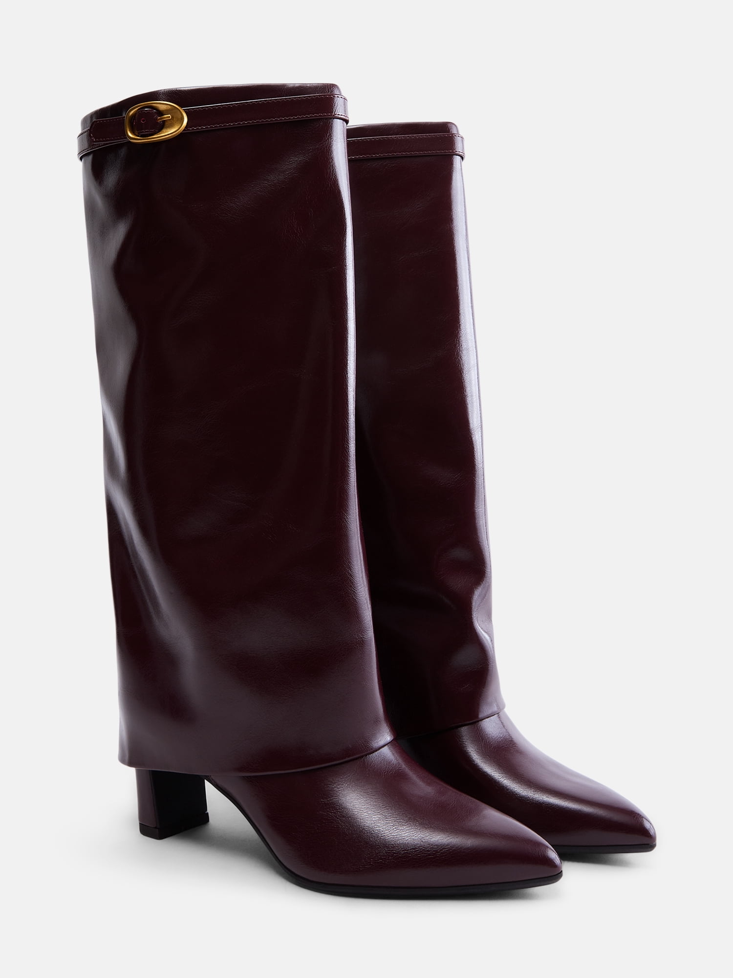 Madden NYC Women's Fold Over Faux Leather Buckle Boots