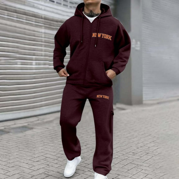 Men Track Suits Sets 2 Piece Outfits Long Sleeve Full-zip Sweatsuit Active Jackets and Pants Casual Athletic Jogging Warm Up Sets