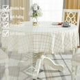 thumbnail image 4 of Heavy Weight Cotton Linen Tablecloth Lace Plaid Round Table Cloth for Kitchen Dining Room Tabletop Decoration, 70" - Round, Ivory, 4 of 6