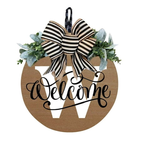 Hiroekza Personalized Year-Round Front Door Wreath with Letter 12 Inch – Wooden Decorative Last Name Hanging Plaque for All Seasons Hiroekza Personalized Year-Round Front Door Wreath with Letter 12 Inch – Wooden Decorative Last Name Hanging Plaque for All Seasons