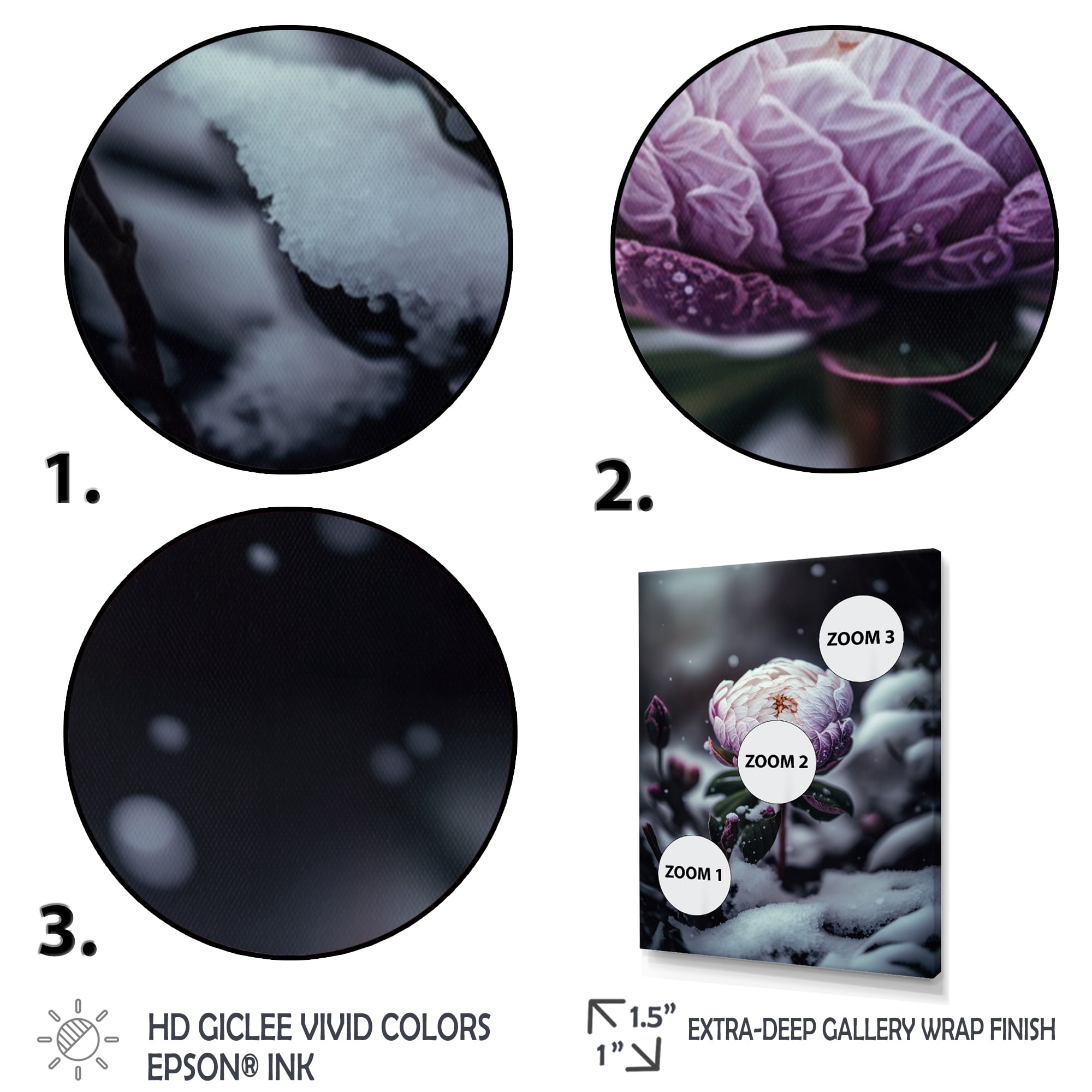 Designart A Blooming Puple Peony Flower In Winter II Canvas Wall Art