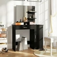 thumbnail image 2 of HOMCOM Vanity Table, Makeup Table with Mirror and Storage Shelves, 2 of 10