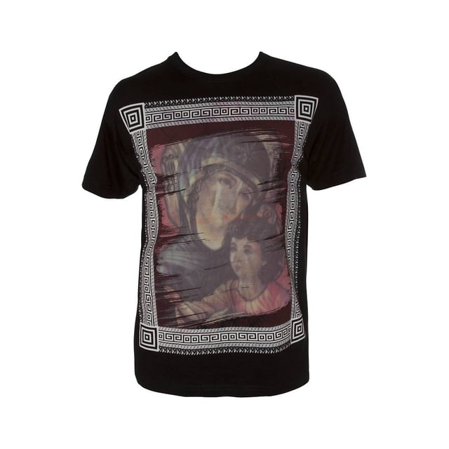 Konflic Virgin Mary w/ Jesus Framed Muscle T-Shirt - Black - Large