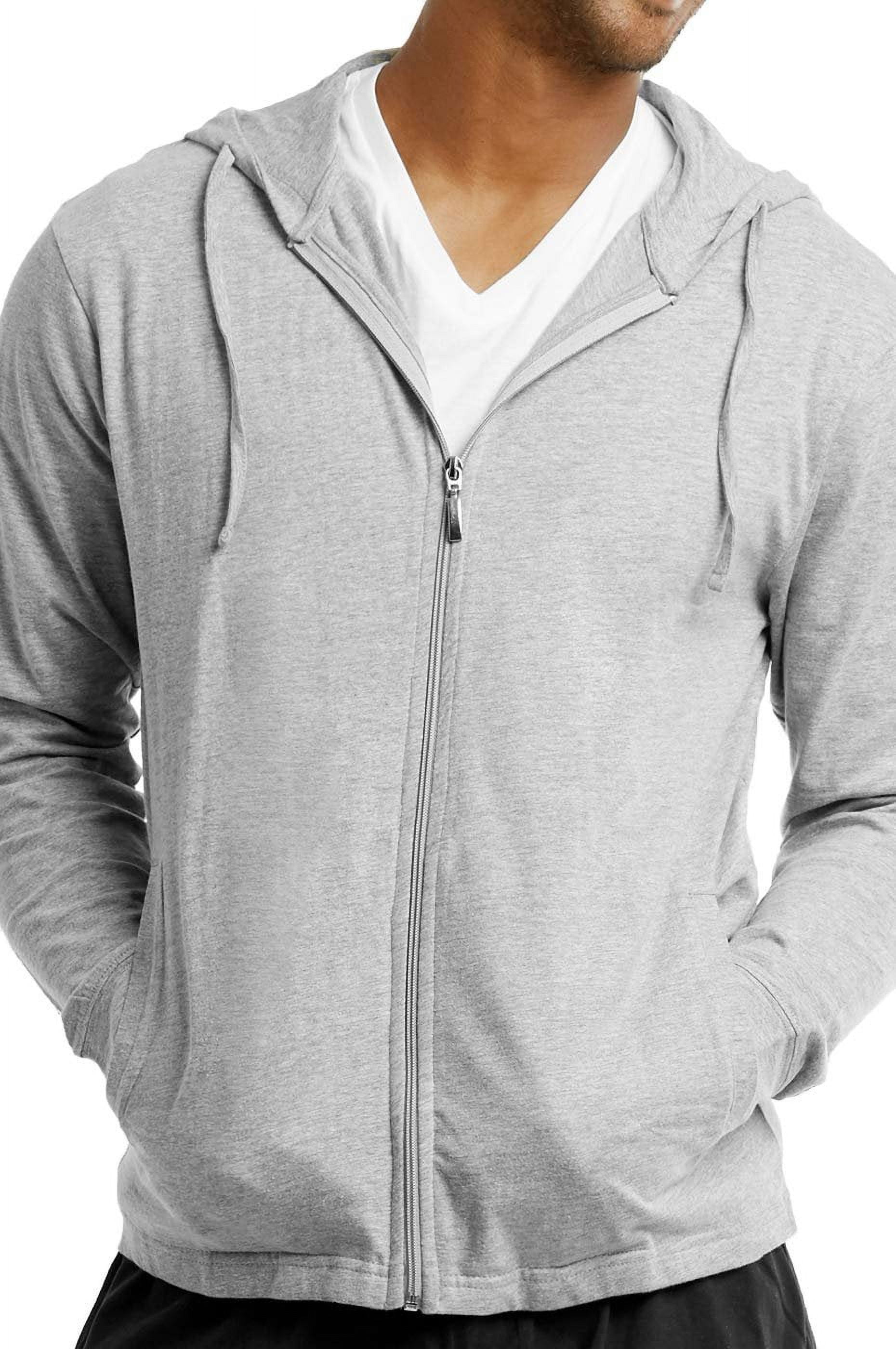 ET TU Men's Cotton Lightweight Zip-Up Hoodie Jacket, Heather