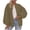 Khaki [New Arrivals: Mix, Match & Save], variant on Women's Casual Solid Color Double Pocket Long Sleeve Zipper Jacket Hoodless Stand Collar Outwear Coat Shacket, Loose Fit Lightweight Windbreaker for Spring Fall | CSEONE,Black XL