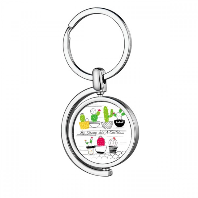 Porte-clés Rotatif en Métal pour Cactus en Pot Succulentes