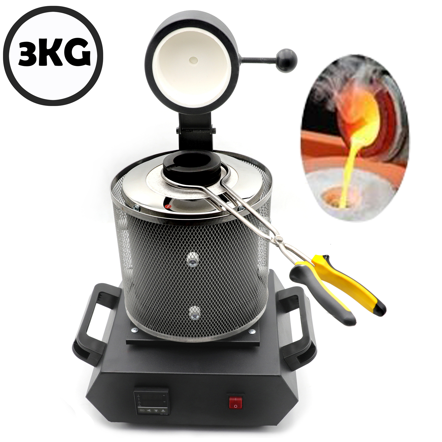 HTTMT- 3KG Automatic Melting Furnace Kiln Digital Control Copper Sliver 2102 Fahrenheit