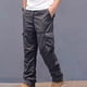 thumbnail image 3 of Pantalones largos de moda para hombre, casuales, de color sólido, con bolsillos y cremallera, cintura elástica, de poliéster., 3 of 3