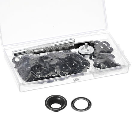 

Grommet Tool Kit 100 Sets 1/4 Copper Grommets Eyelets with 3pcs Install Tools 6mm Inside Dia. Black
