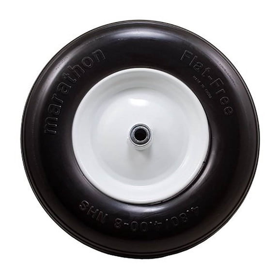 Marathon Tire 4.80/4.00-8, 3" Centered Hub Flat Free Ribbed Replacement Tire